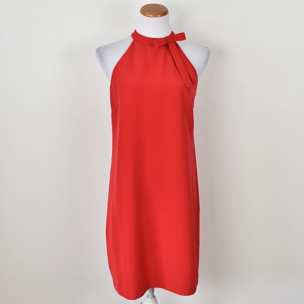 Maggy London Neck Tie Front Halter Shift Dress RED - 6
